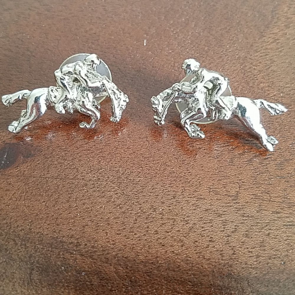 Silver Horse Show Jumping Post Earrings